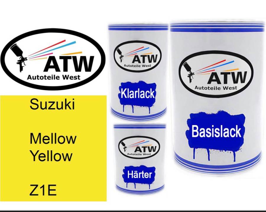 Suzuki, Mellow Yellow, Z1E: 500ml Lackdose + 500ml Klarlack + 250ml Härter - Set, von ATW Autoteile West.